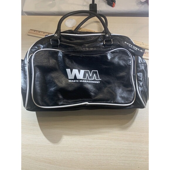 Satchels new york Waste Management Black & White Logo Duffle Bag